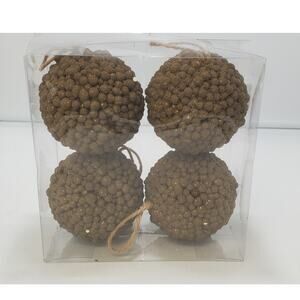 Set of 4 Vintage Renaissance 2000 Brown seeded Ornaments IOB